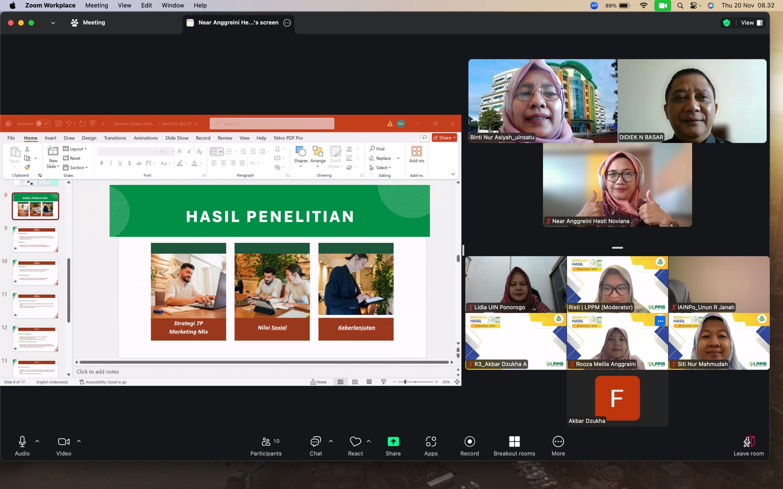Pelaksanaan Seminar Akhir Penelitian berbasis SBK UIN Kiai Ageng Muhammad Besari 2025