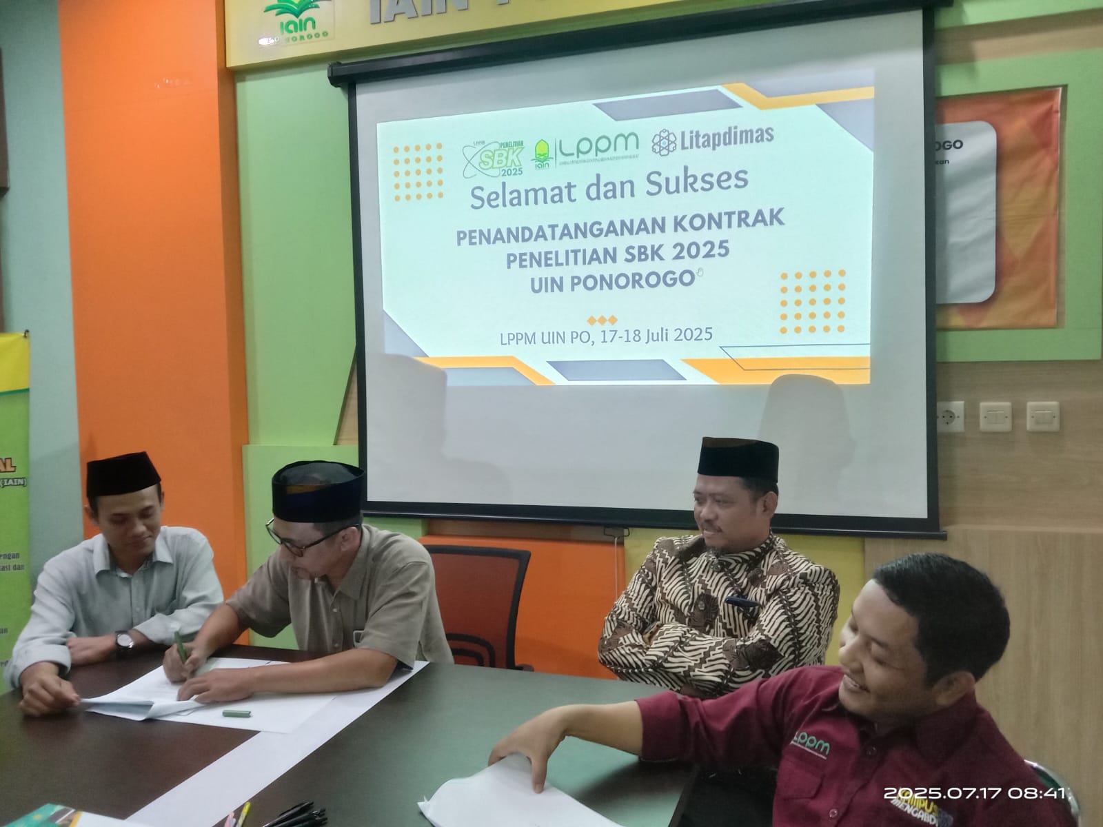 Kegiatan penandatanganan kontrak penelitian tahun anggaran 2025 pada Kamis–Jumat, 17–18 Juli 2025